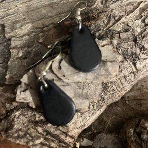Black and Silver Leather Earrings